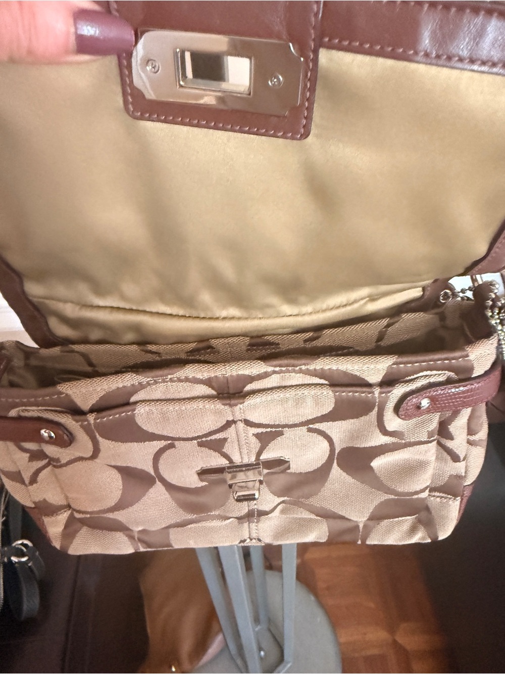 Coach Brown Signature Canvas Crossbody with Leather Strap - Picture 6 of 9
